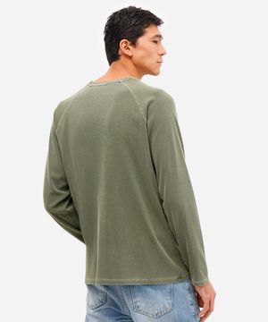blusa masculina de algodão estonado manga raglan verde