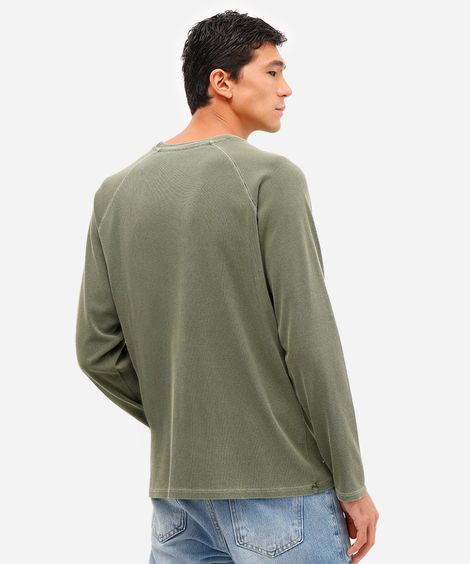 blusa masculina de algodão estonado manga raglan verde