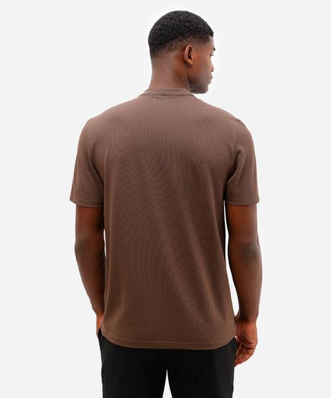 polo masculina comfort gola padre manga curta azul marrom