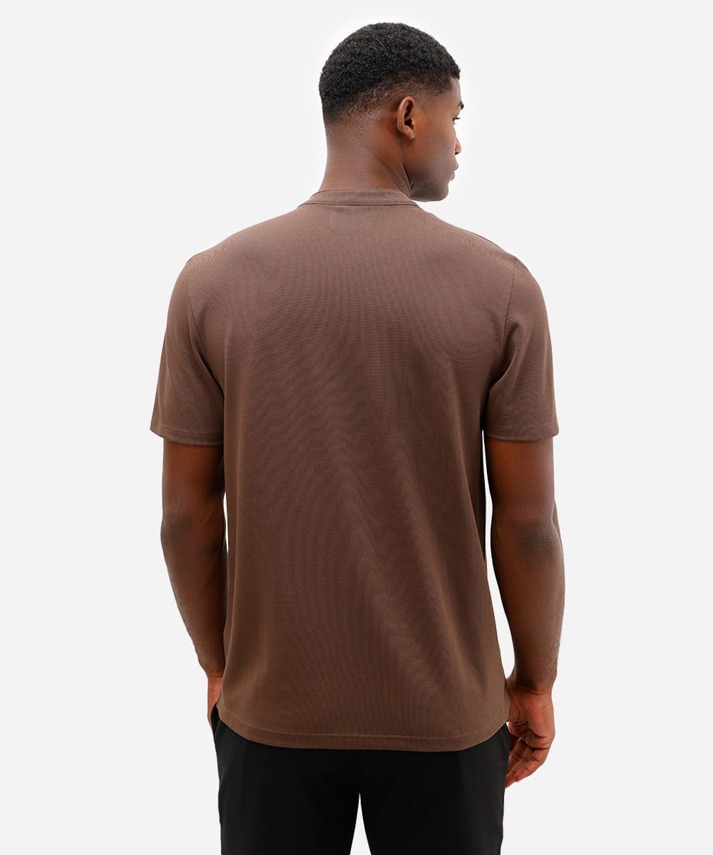 polo masculina comfort gola padre manga curta azul marrom