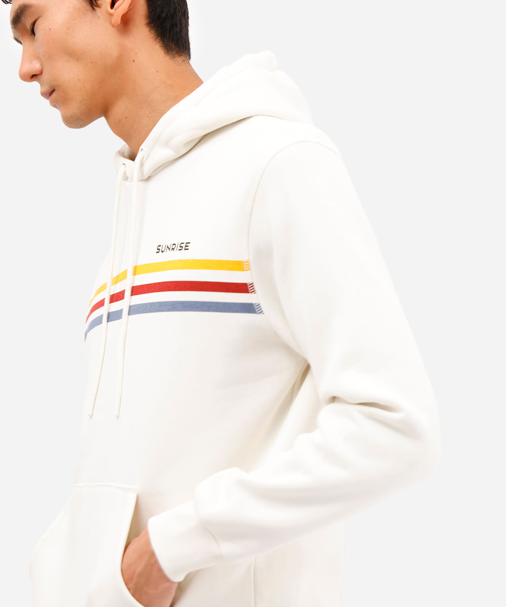 blusão masculino de moletom com capuz e bolso canguru sunrise off white