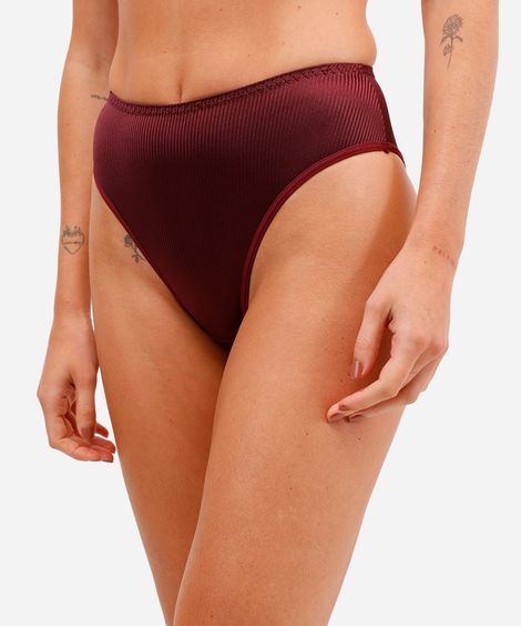 calcinha caleçon feminina texturizada demillus vinho
