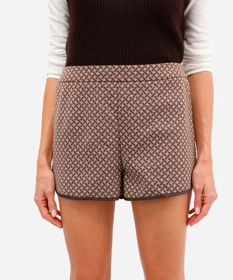 short curto feminino estampado marrom