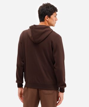 jaqueta básica masculina de moletom com capuz marrom