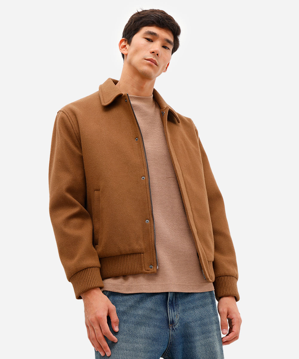 jaqueta masculina texturizada marrom