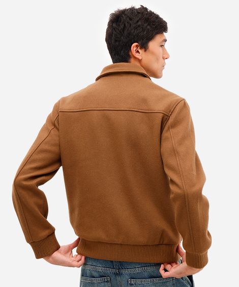 jaqueta masculina texturizada marrom