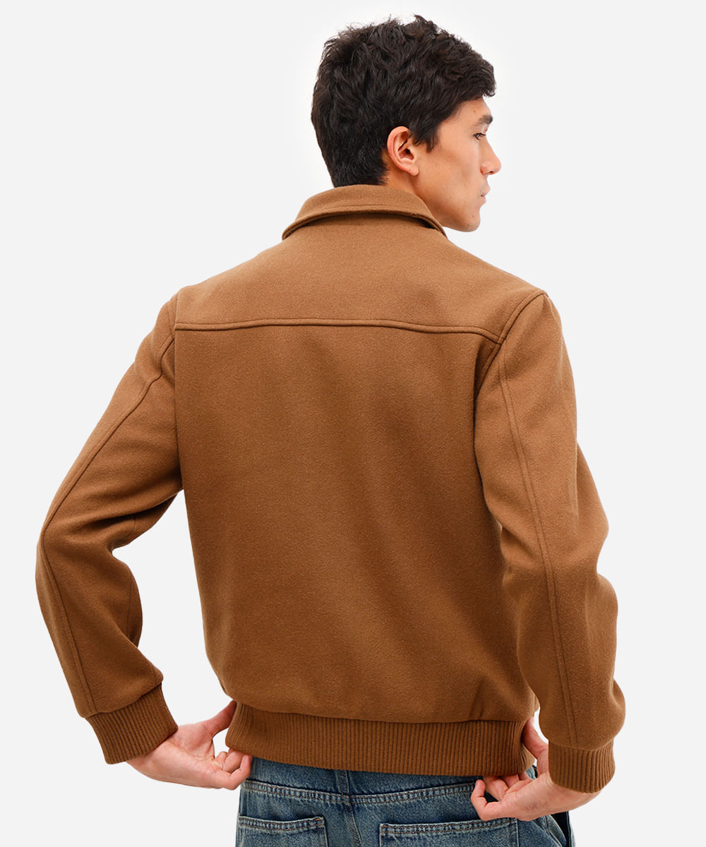 jaqueta masculina texturizada marrom