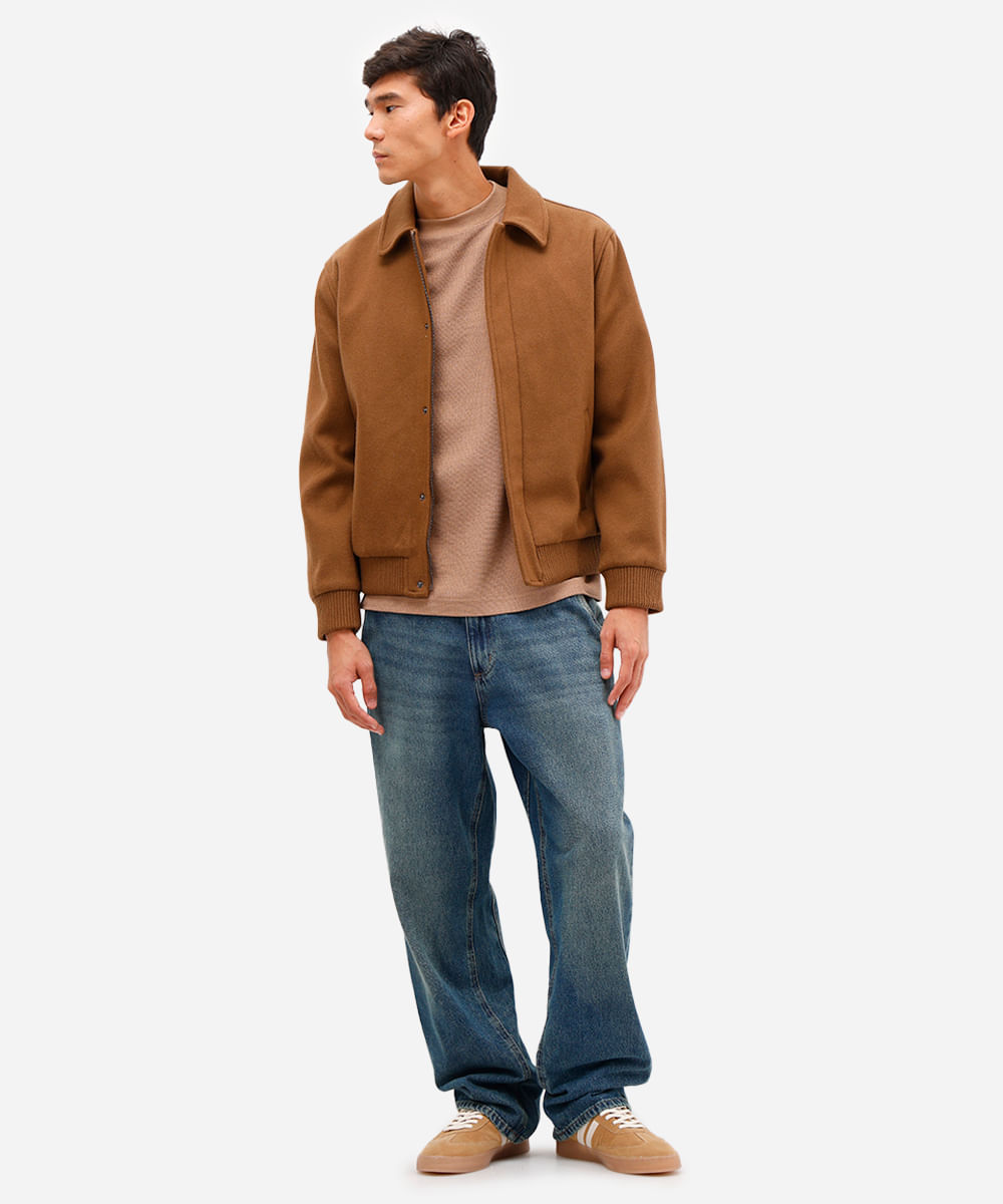 jaqueta masculina texturizada marrom
