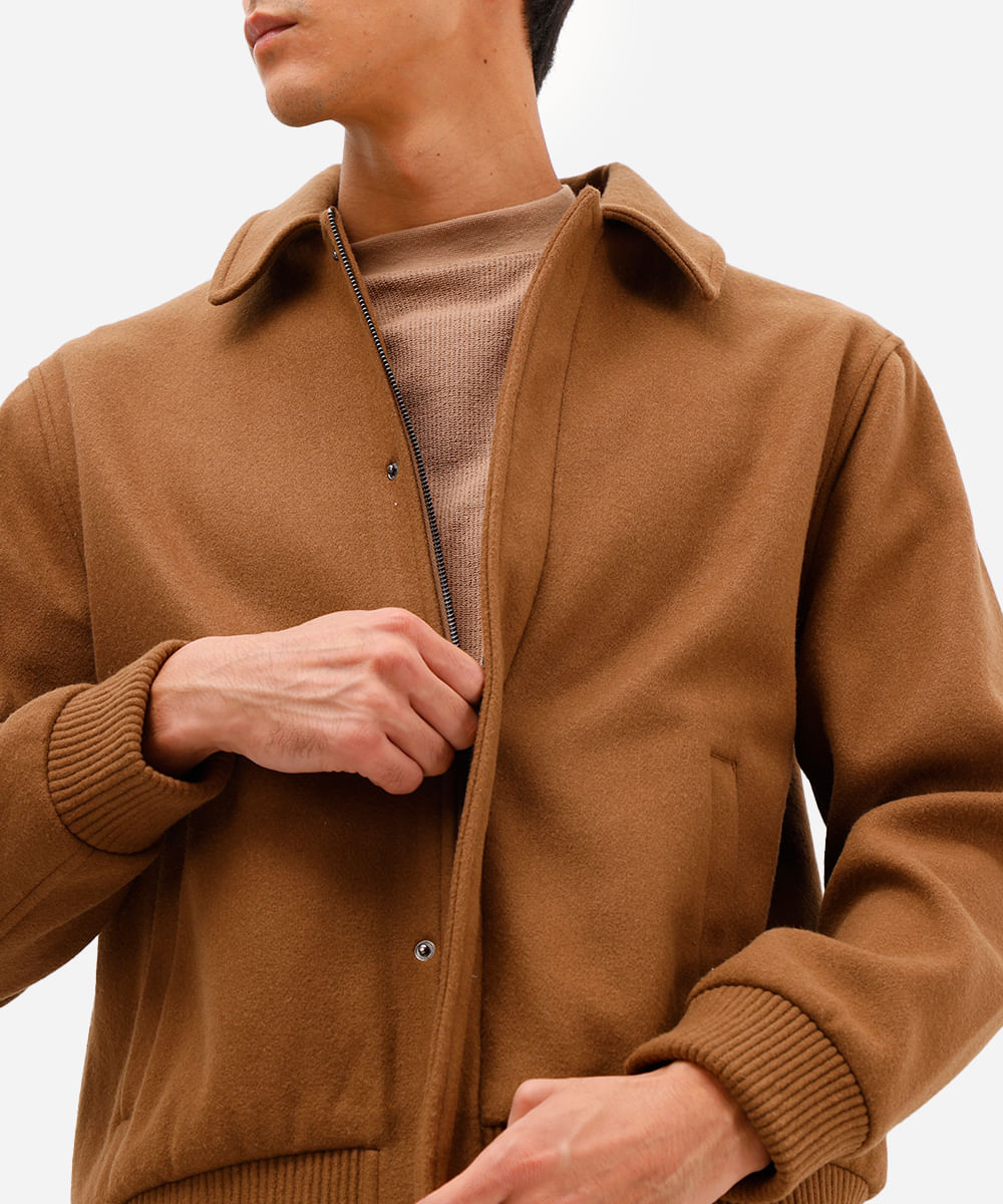 jaqueta masculina texturizada marrom