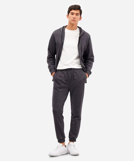 calça básica jogger masculina de moletom cinza