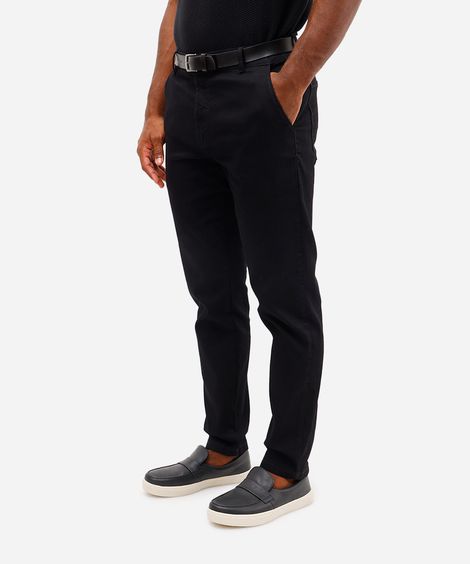 calça slim masculina de sarja com cinto preta