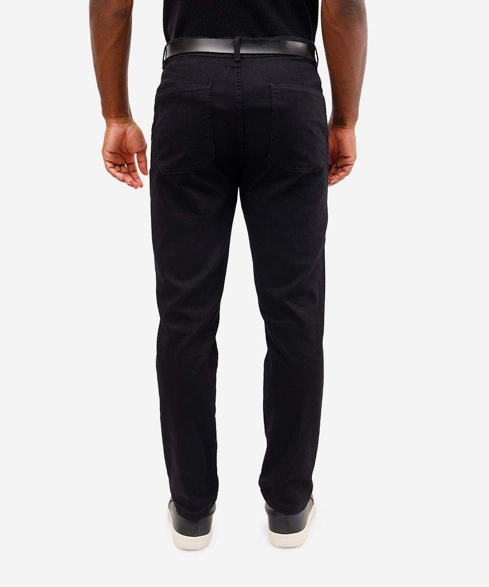 calça slim masculina de sarja com cinto preta