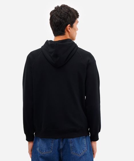blusão básico masculino de moletom com capuz preto