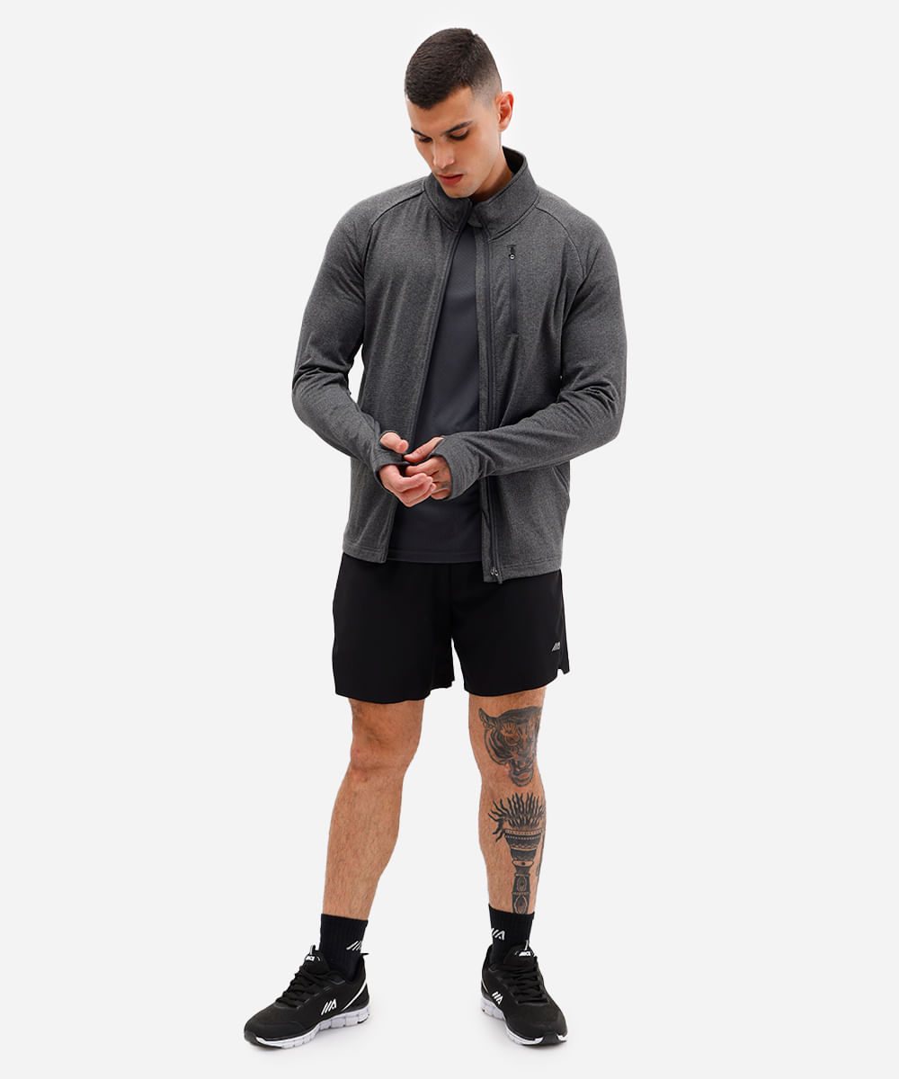 jaqueta masculina esportiva gola alta cinza