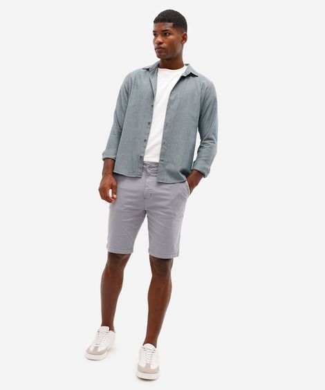 bermuda slim masculina de sarja azul