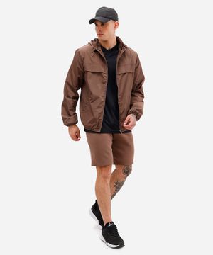 bermuda masculina de moletom cós com elástico marrom