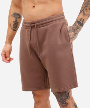 bermuda masculina de moletom cós com elástico marrom
