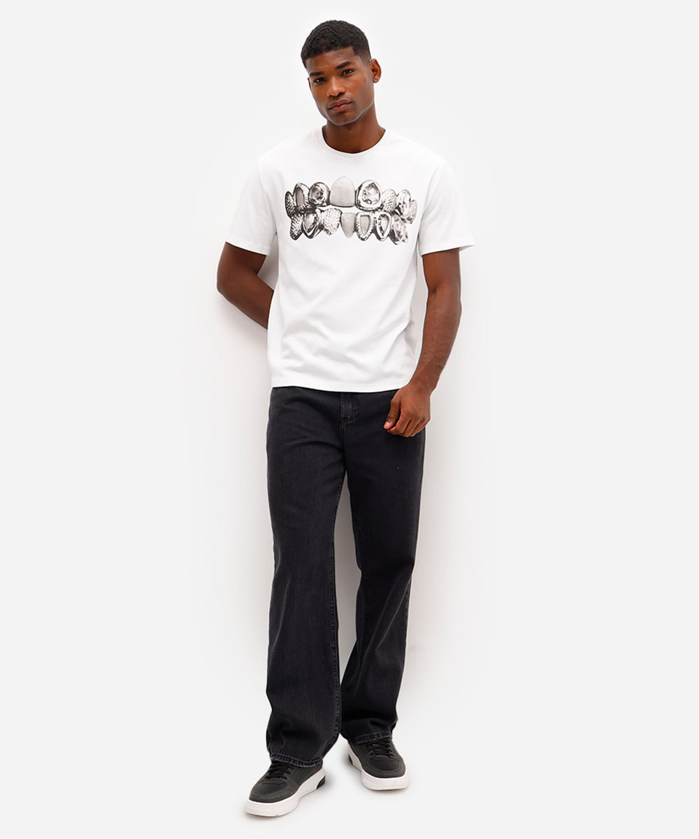 camiseta relaxed masculina de algodão pusha t off white