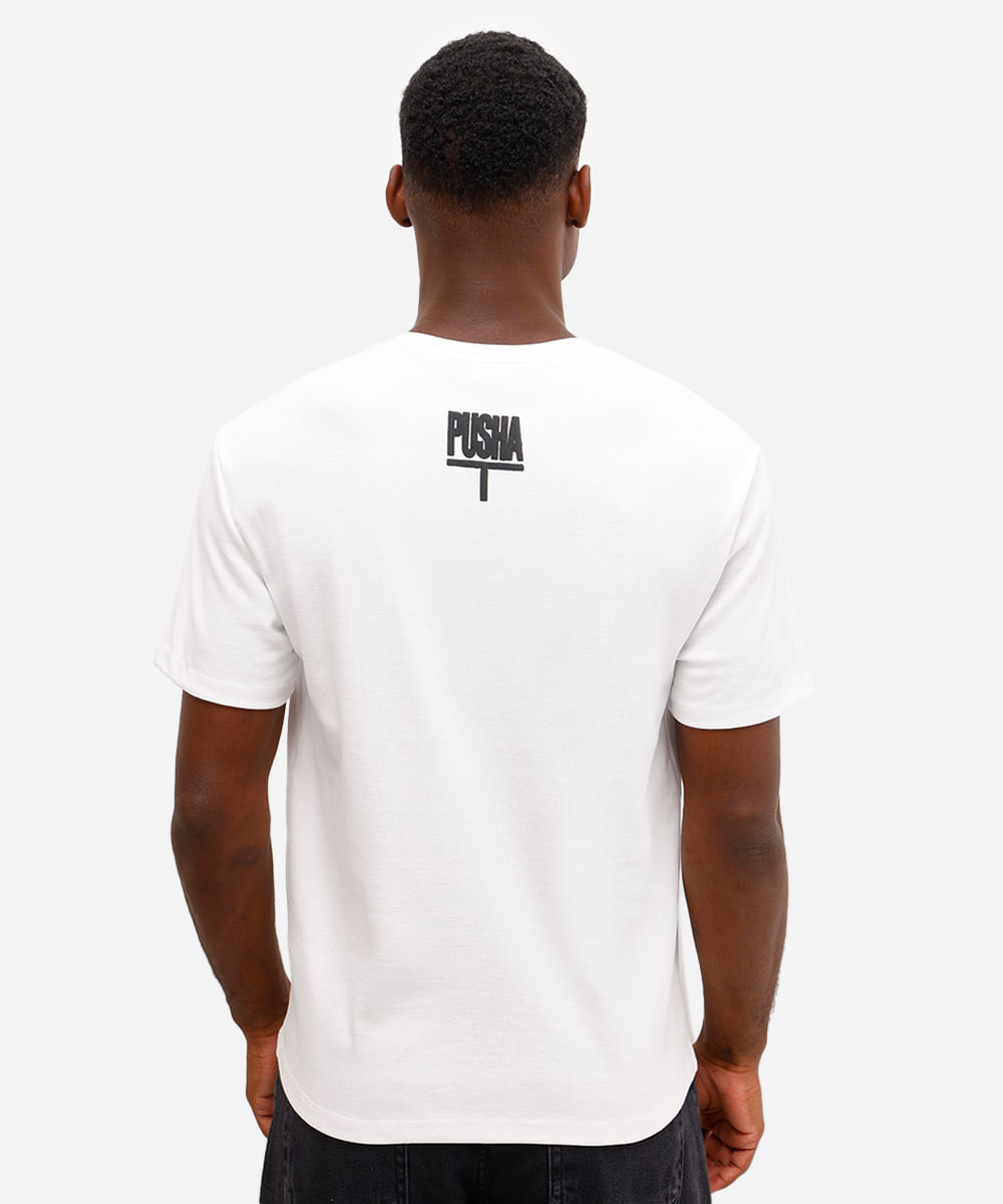 camiseta relaxed masculina de algodão pusha t off white