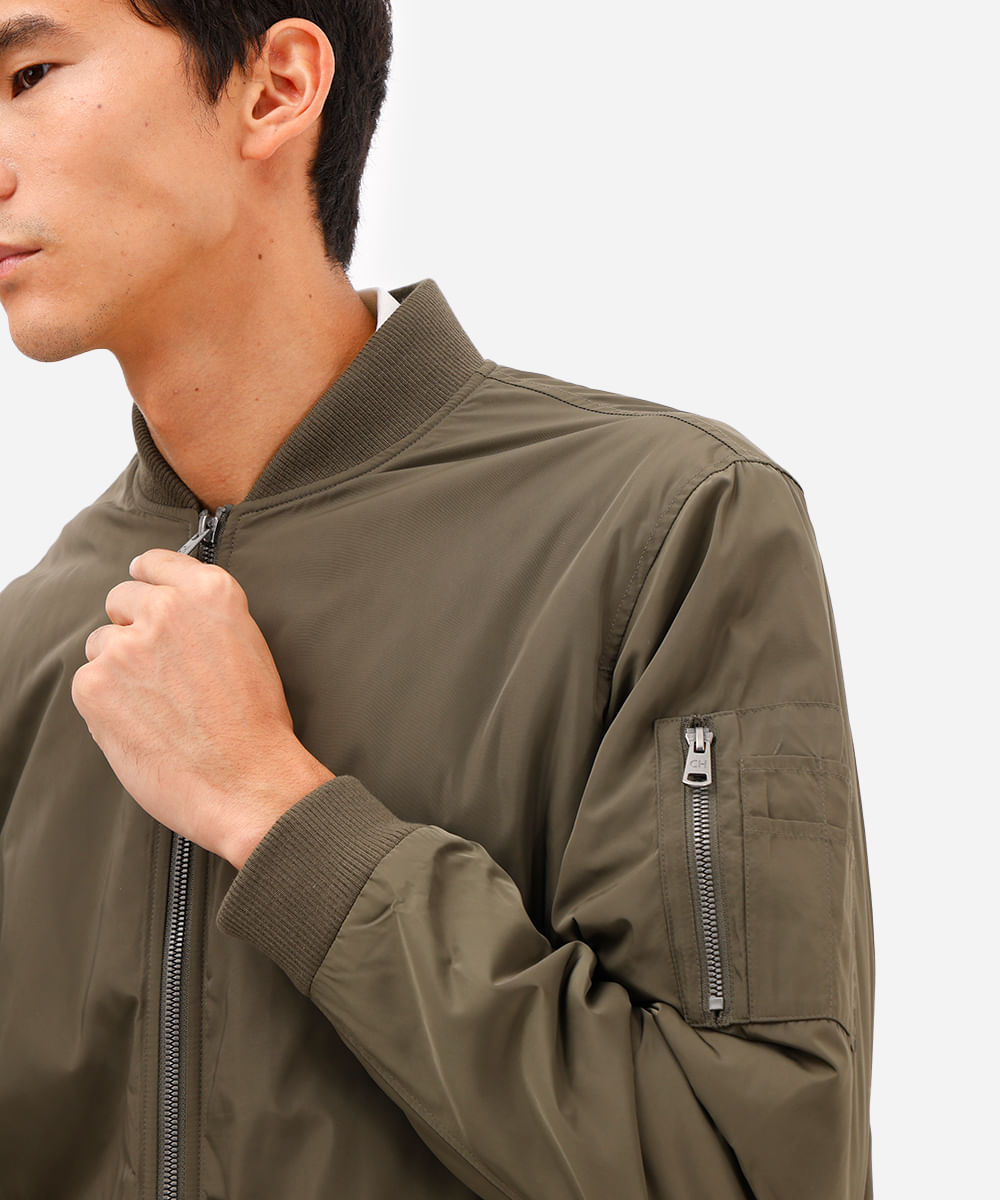 jaqueta bomber masculina bolso com zíper verde