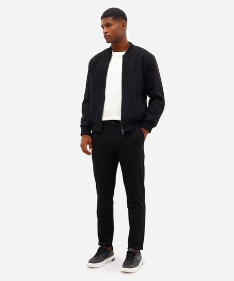 calça social slim masculina cós com elástico preta