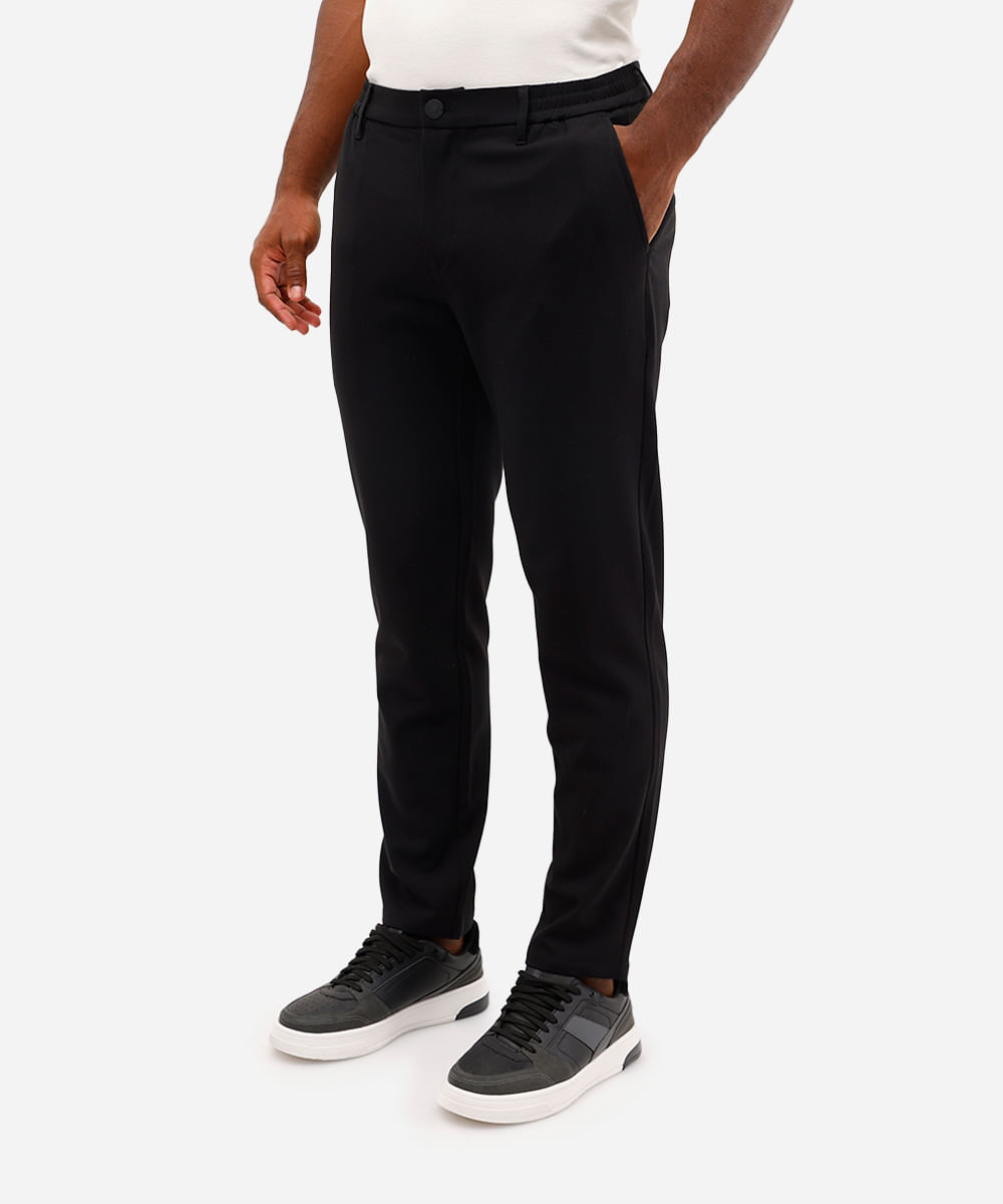 calça social slim masculina cós com elástico preta