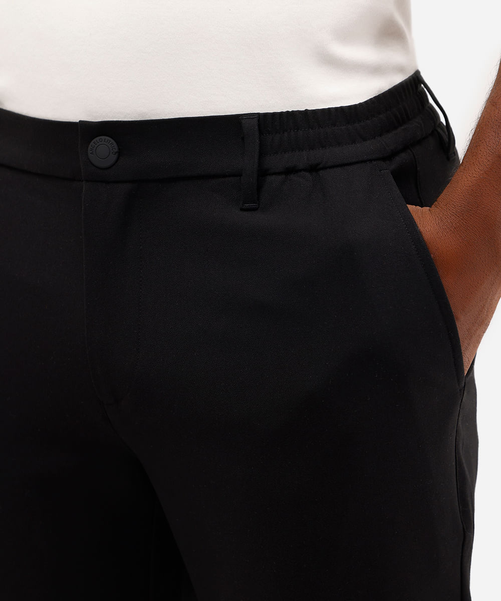calça social slim masculina cós com elástico preta