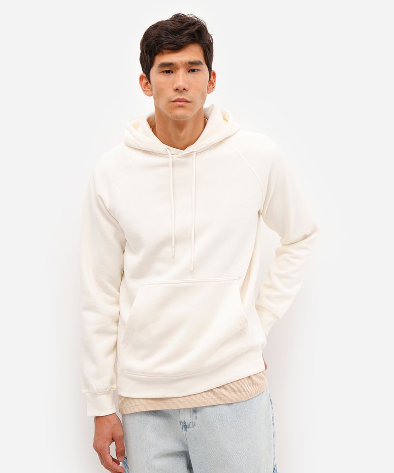 blusão básico masculino de moletom com capuz off white