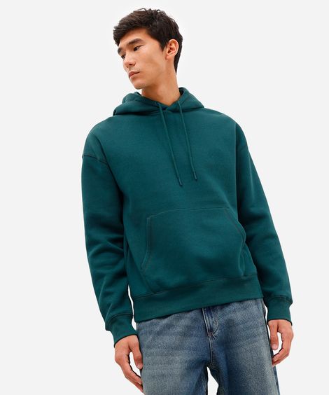 blusão oversized masculino de moletom com capuz verde