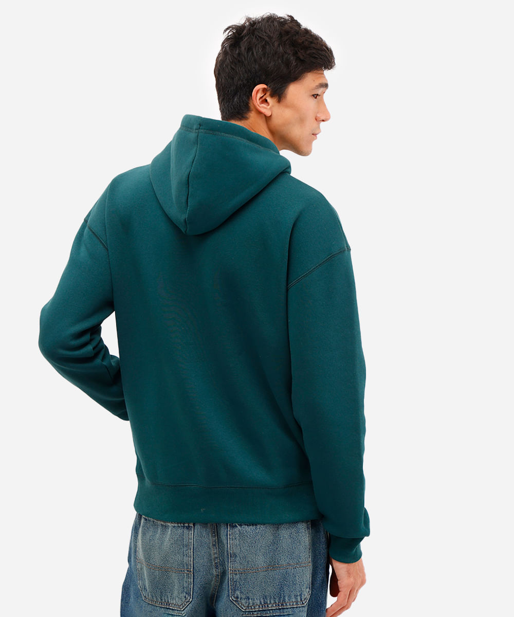 blusão oversized masculino de moletom com capuz verde