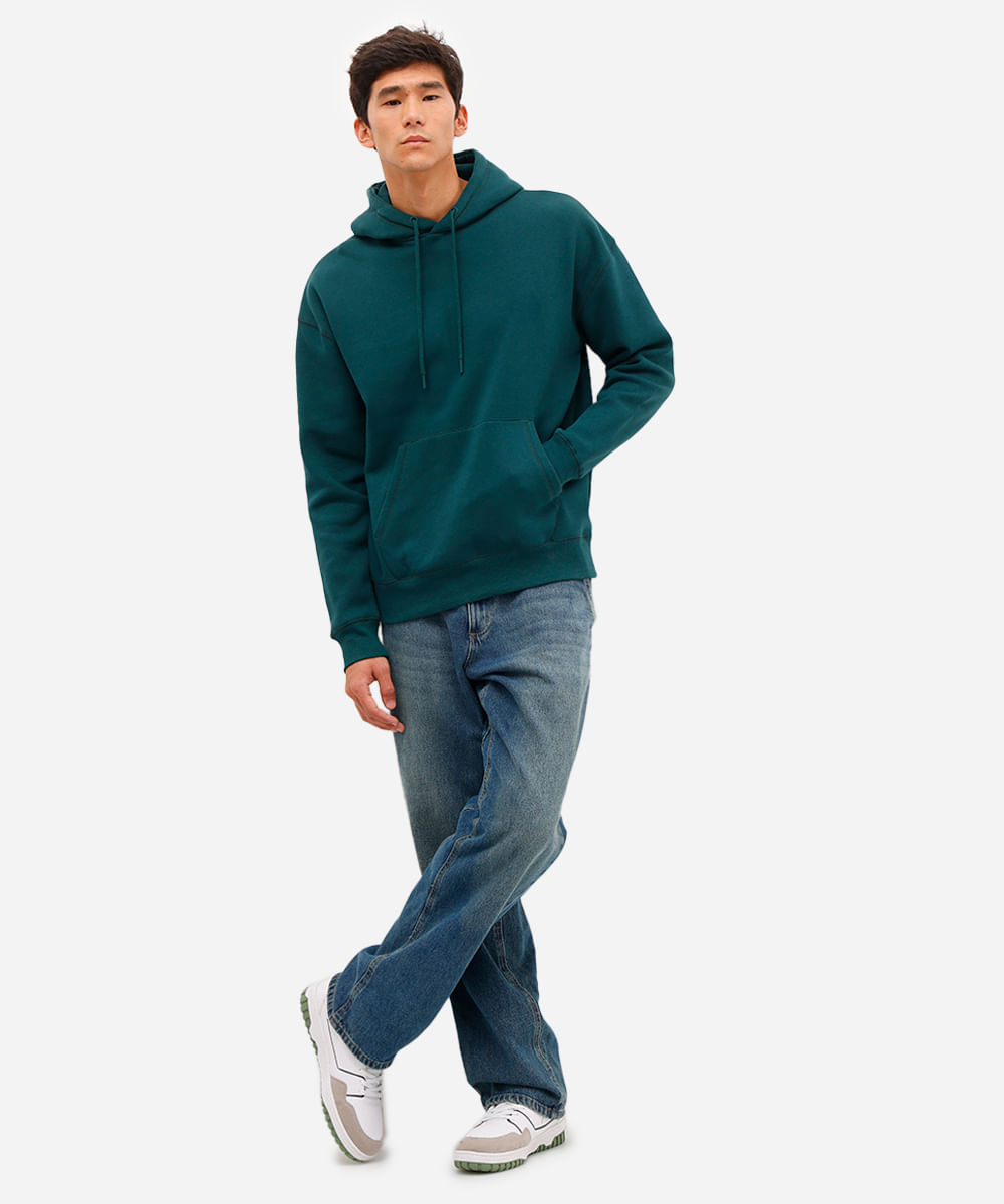 blusão oversized masculino de moletom com capuz verde