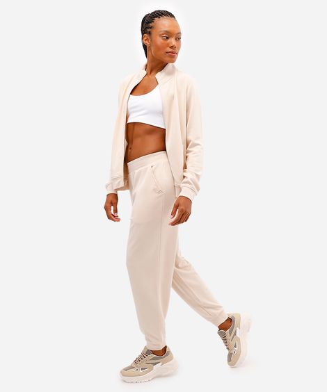 calça jogger feminina esportiva com viscose bege