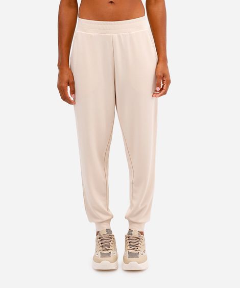 calça jogger feminina esportiva com viscose bege