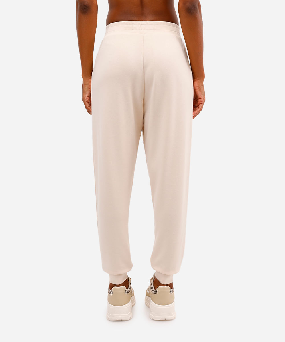calça jogger feminina esportiva com viscose bege
