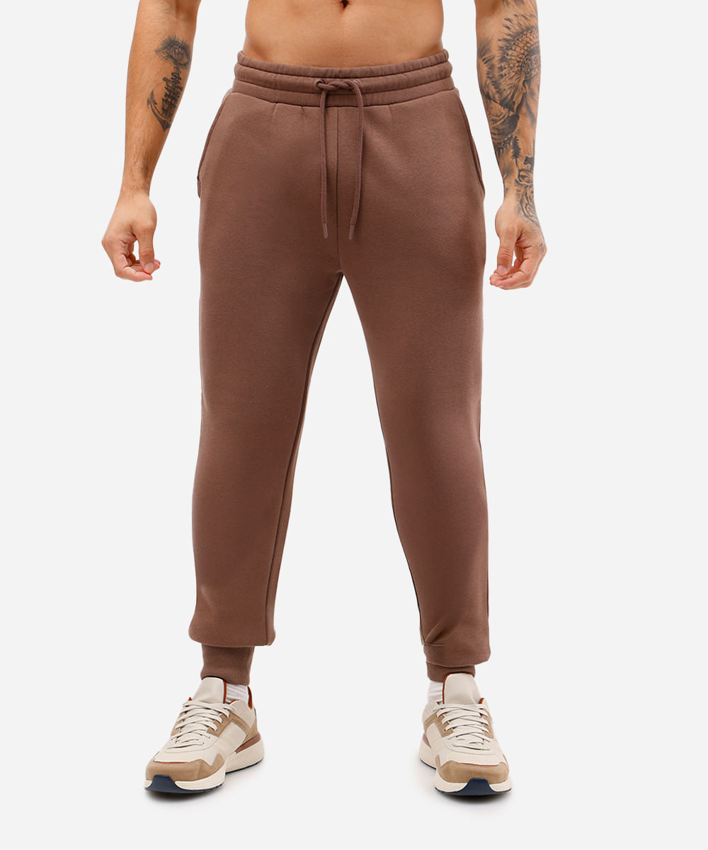 calça jogger masculina de moletom esportiva marrom