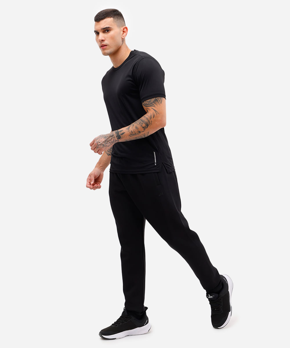 calça slim masculina de moletom preta