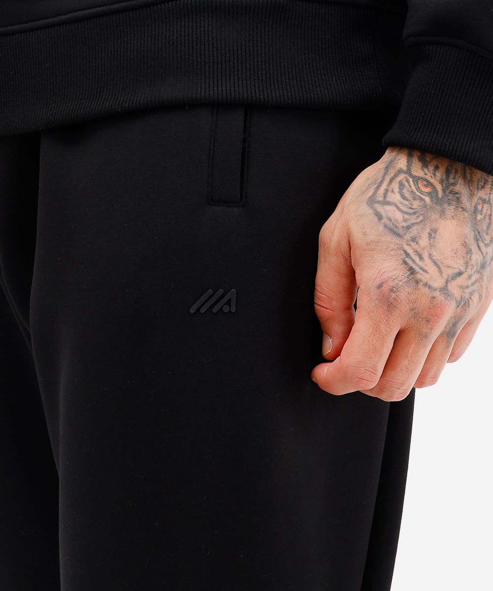 calça slim masculina de moletom preta