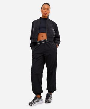 calça jogger feminina esportiva ace barra ajustável preta