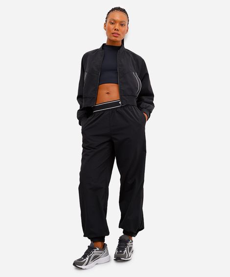 calça jogger feminina esportiva barra ajustável preta