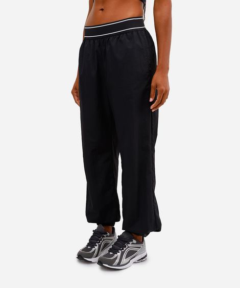 calça jogger feminina esportiva barra ajustável preta