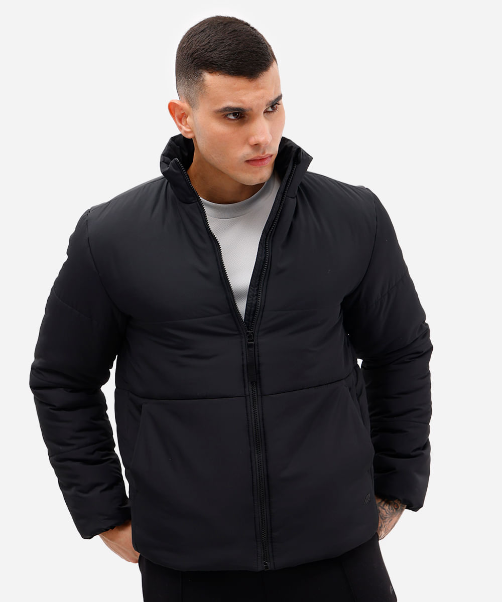 jaqueta masculina puffer esportiva ace preta