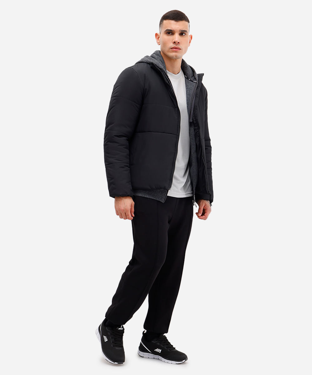 jaqueta masculina puffer esportiva preta