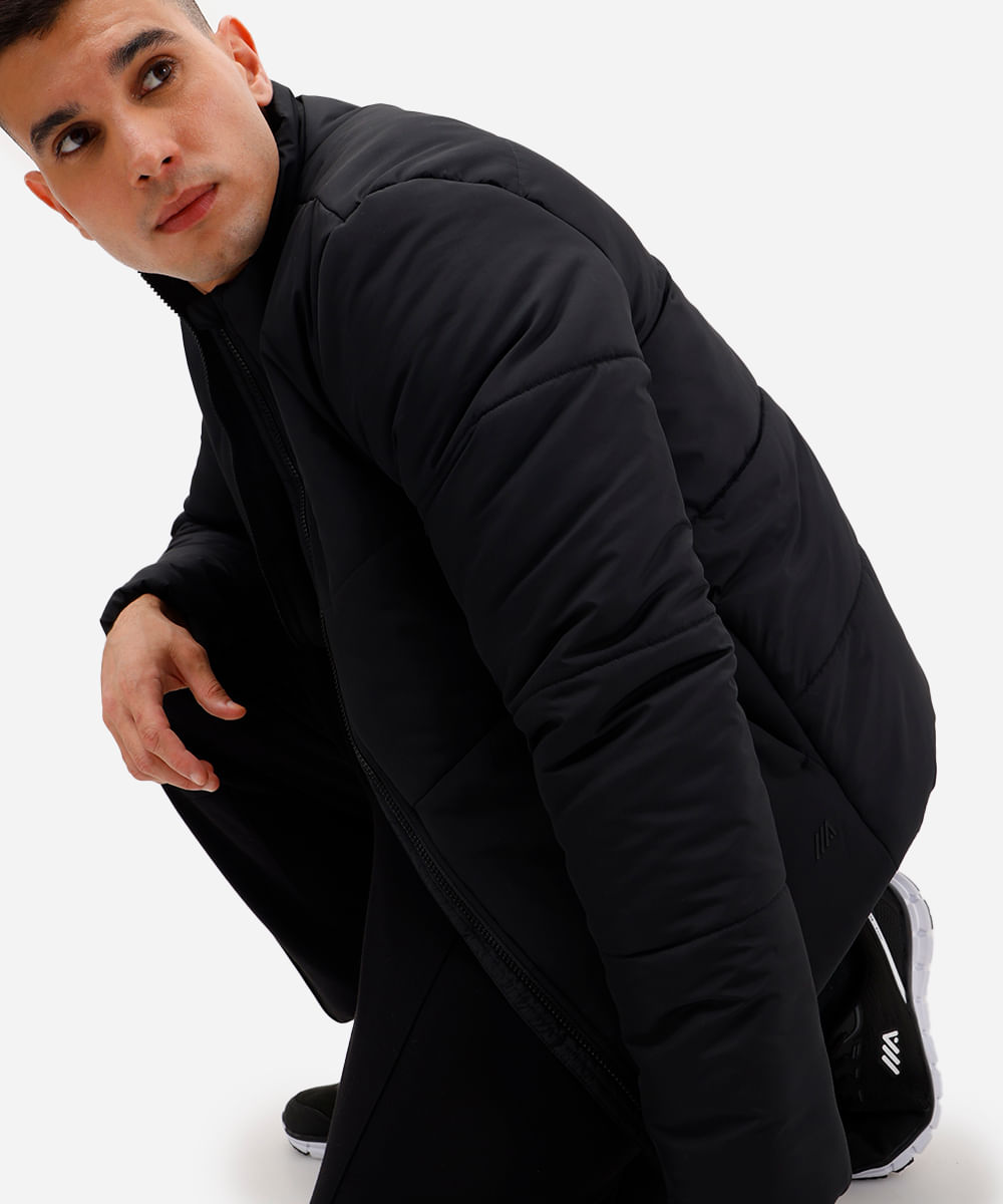 jaqueta masculina puffer esportiva preta
