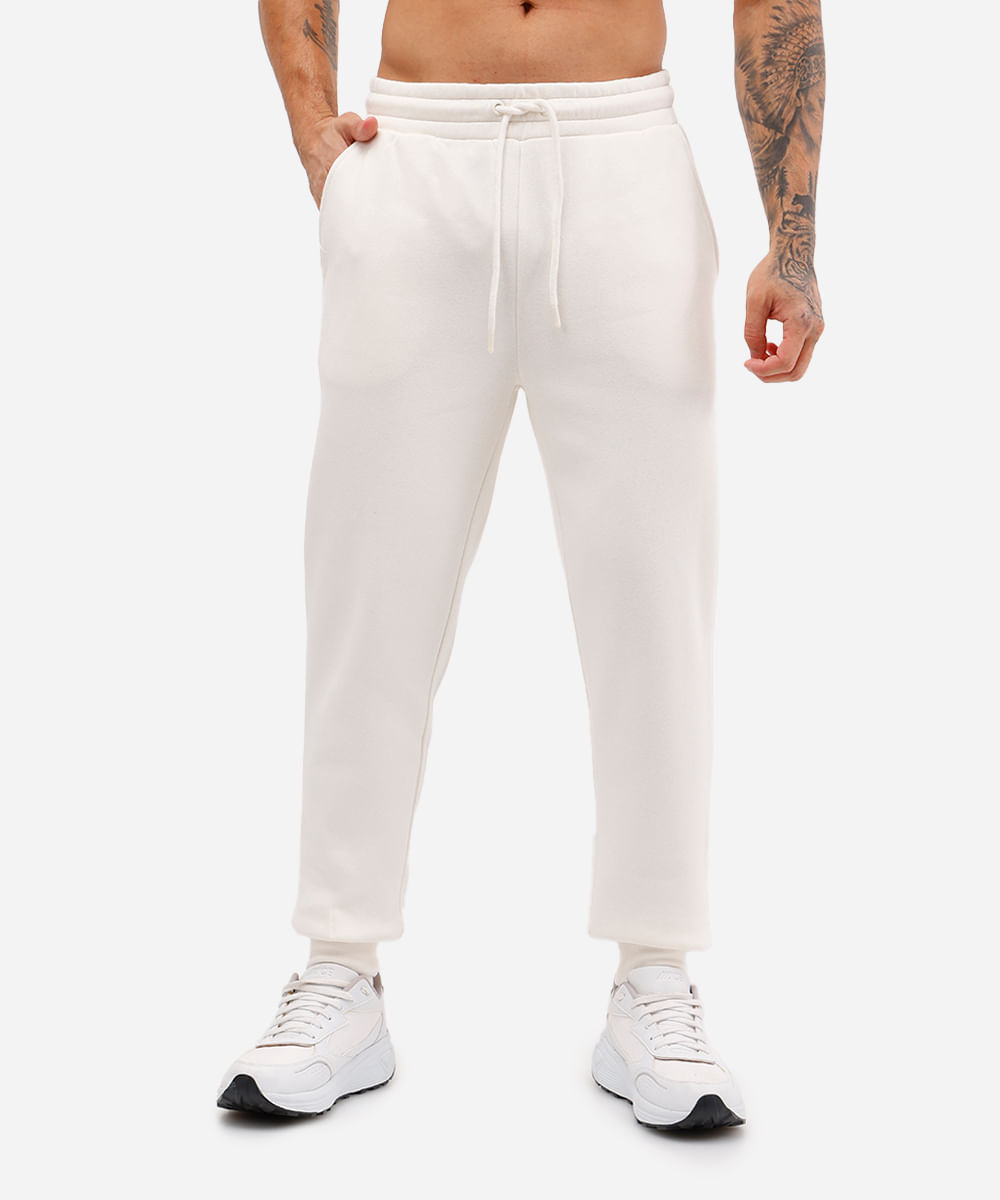 calça jogger masculina de moletom esportiva off white