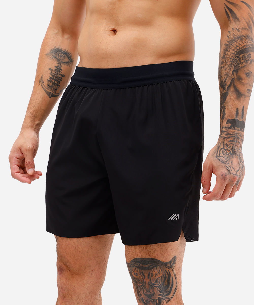 short masculino esportivo texturizado preto
