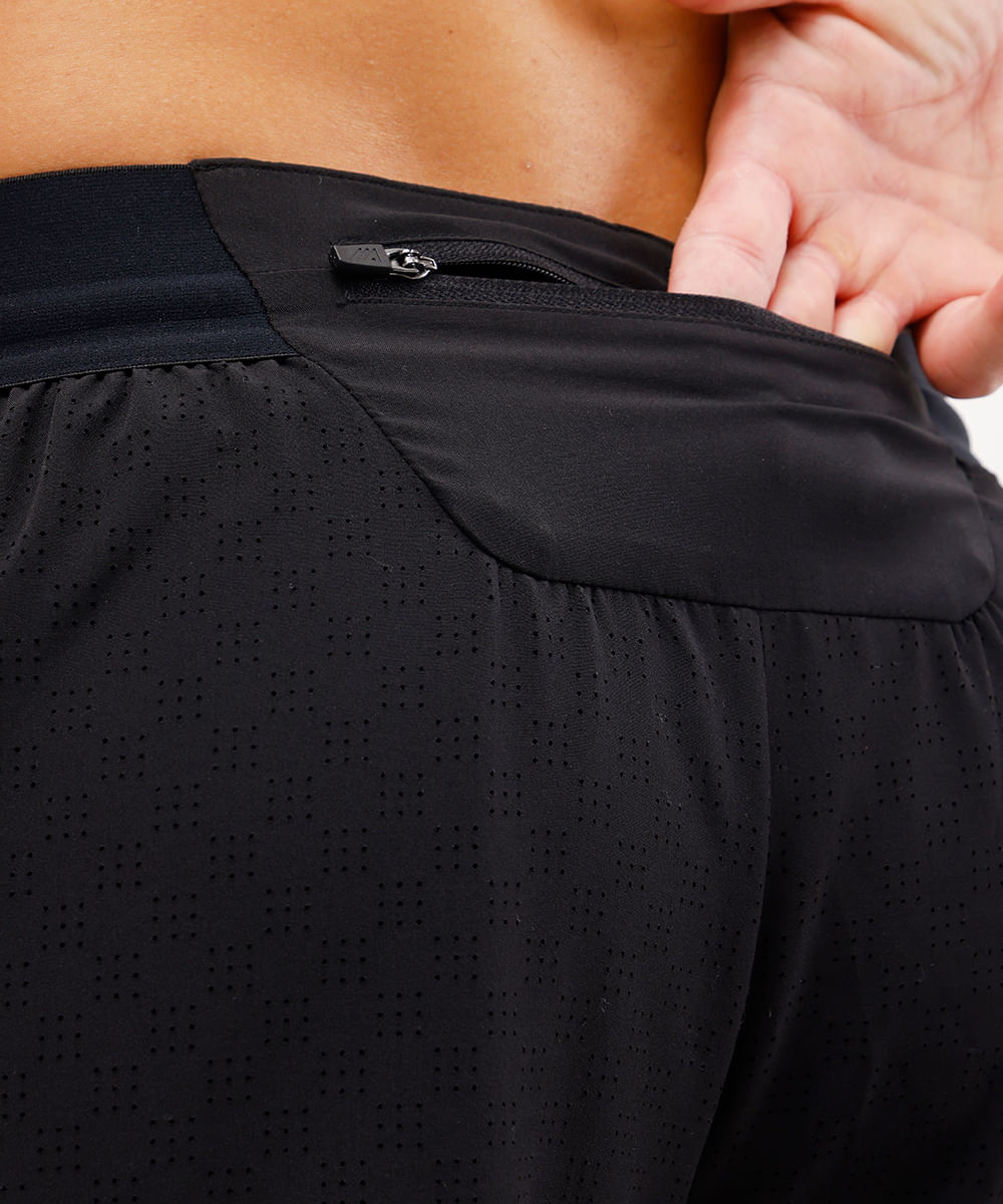 short masculino esportivo texturizado preto