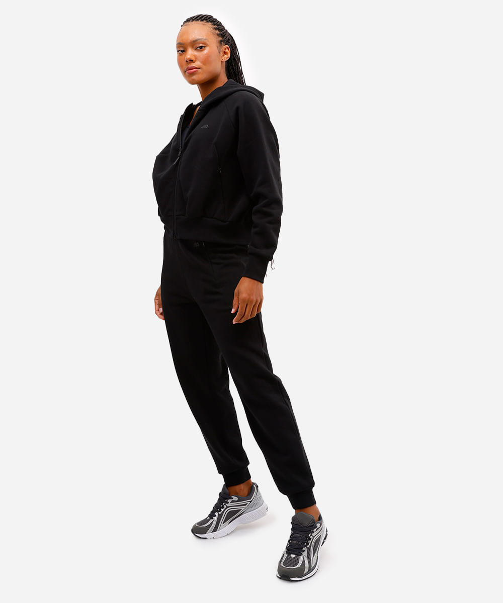 calça jogger feminina de moletom esportiva ace preto