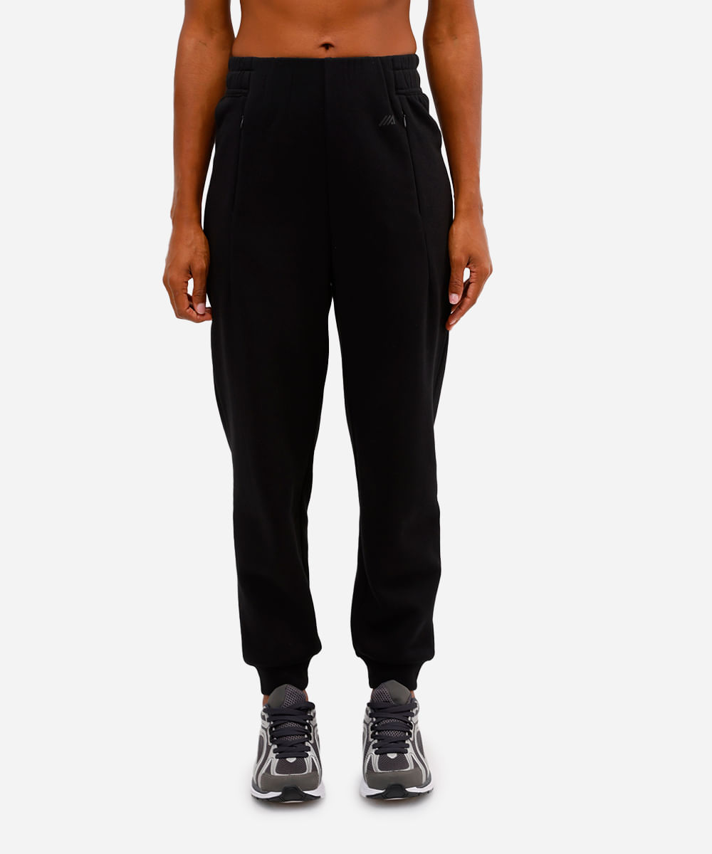 calça jogger feminina de moletom esportiva preto