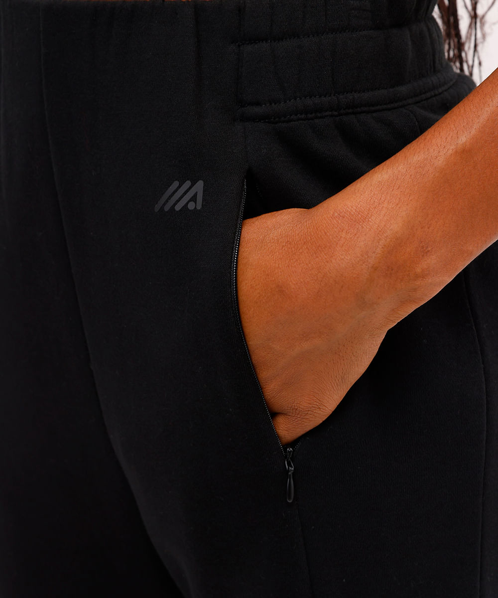 calça jogger feminina de moletom esportiva preto