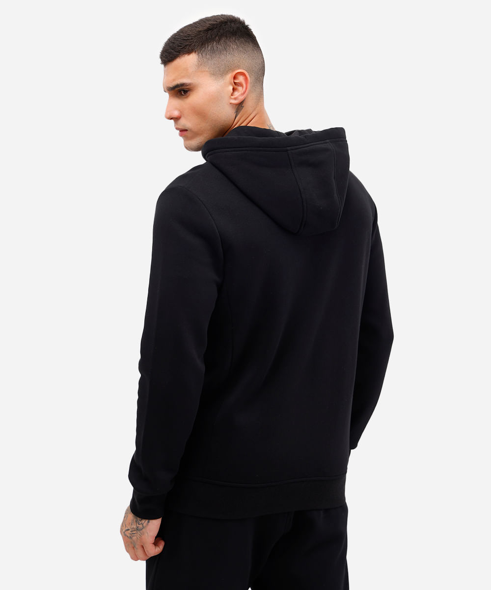 jaqueta masculina de moletom esportiva ace com capuz e bolso preta